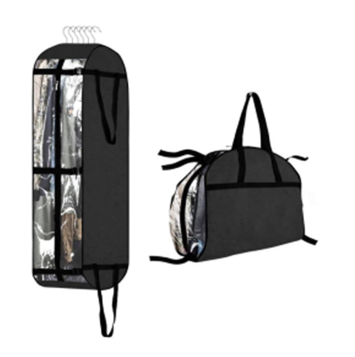 Coat Garment Bags Suit Cover 2pcs 50”Garment Bags Suit For Hanging Clothes Closet Storage With 10”Gusseted Clothes Protectors(Black)