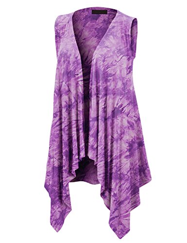 Image of Made By Johnny Women's Lightweight Sleeveless Cardigan - Draped Open Front Vest with Asymmetrical Hem