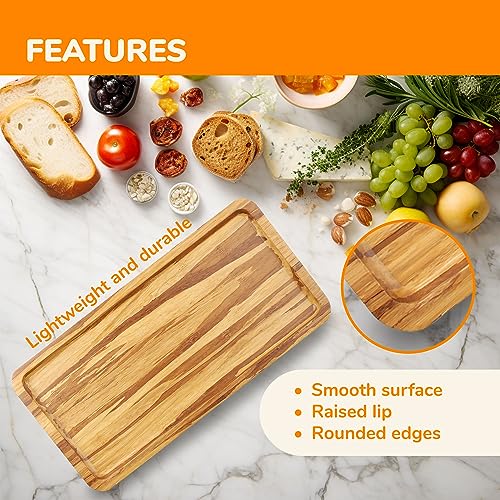 BambooMN Rectangular Bamboo Serving Tray - Tiger Stripe - 11 x 5.5 x 0.6