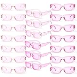 Fsmiling Women Sunglasses Bulk Rectangle Sunglasses Party Favors Glasses Shades 90s Eyewear -20Pack,Pink