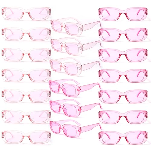 Fsmiling Women Sunglasses Bulk Rectangle Sunglasses Party Favors Glasses Shades 90s Eyewear -20Pack,Pink
