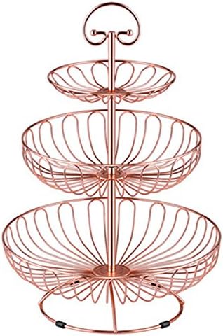 Multi - Storey Fruit Basket European Creative Modern Living Room Three - Layer Fashion Candy Plate Dried (Color : Rose Gold)