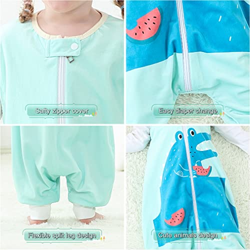 Image of MICHLEY Unisex Baby Wearable Blanket Autumn Winter Toddler Sleeveless Sleeping Bag with Feet,Green,3-5T