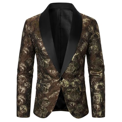 Men Blazer Suit Single Button Texture Jacket for Wedding Banquet Stage Street Casual