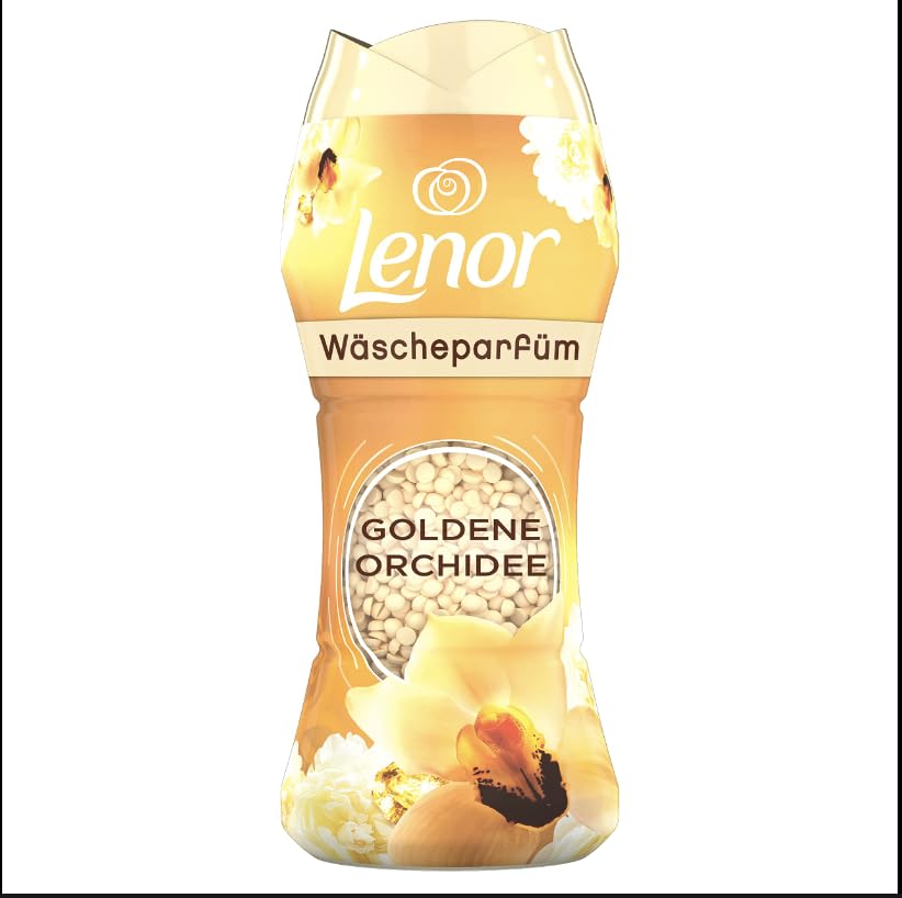 Lenor Perle Washing Machine Perfumer 6 x 210g Gold & Vanilla Flowers Maxi Format Laundry Perfume Intensifier for an Explosion of Freshness 100% Recycled Plastic