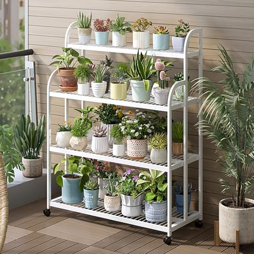 Scaffale in metallo per piante, stile scala, per interni ed esterni, mobile per vasi di fiori, in soggiorno, patio, balcone, giardino