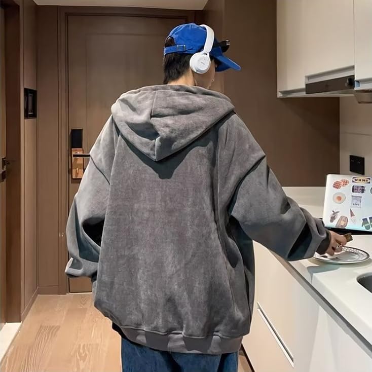 Y2K Zip Up Hoodie for Women Men Letter Print Star Graphic Grunge Hooded Corduroy Sweatshirt Jacket - Image 6