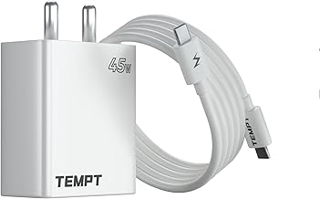TEMPT 45W Type-C Superfast Charger for Galaxy S24 Ultra/S24+/S23 Ultra/S22/S23 Fe/S21 Fe/5G, F55, M55/A55/A35/S8/S9 Plus/Z Fold/Z Flip/5/4/3 Galaxy Tab SFC 2.0 Support with 1m C to C Cable