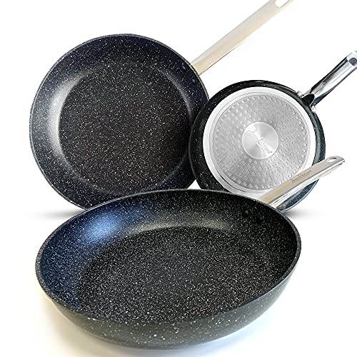 Comparison: Best Stonetastic Granite Pans 2 Jean-Patrique Stonetastic Non Stick Frying Pans – 3-Pack Granite Coating Stainless Steel Pans - Oven Safe Induction Cookware (7.8, 9.4, and 11 inch)