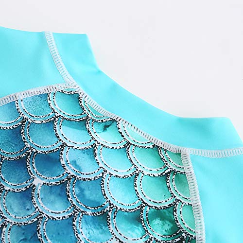 Image of Moon Tree Girls One Piece Swimsuits Long Sleeve Rash Guard Zipper Front Bathing Suit UPF 50+