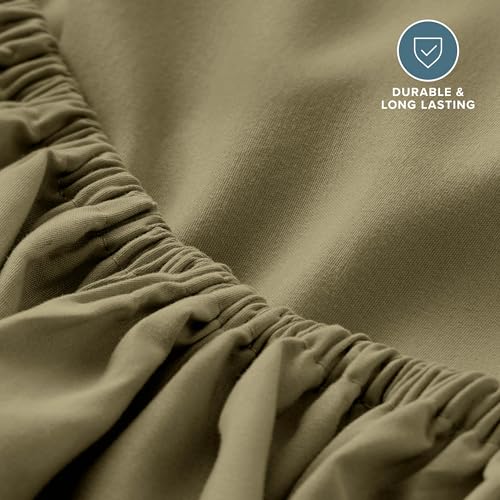 Bare Home Twin XL Fitted Sheet - 1800 Ultra-Soft (Twin XL, Olive) - image 5