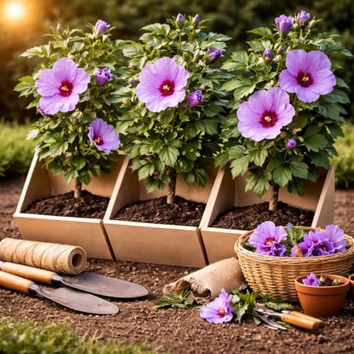3 Rose of Sharon Plants for Growing Hibiscus syriacus Hardy Live Flowering Shrubs Summer Blooming Landscape Plants for Hedges & Gardens