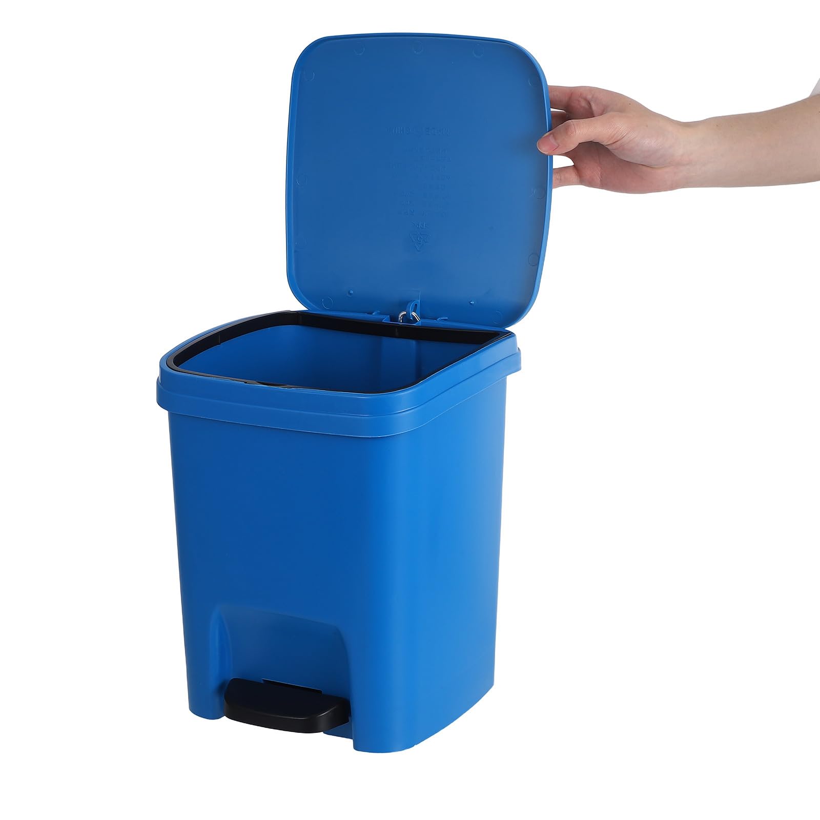 Cubo de Basura Pedal y Tapa Abatible, 10 Litros, Plástico Azul, Contenedor Doméstico para Cocina, Oficina y Dormitorio, Papelera Antiolor para Residuos Cotidianos