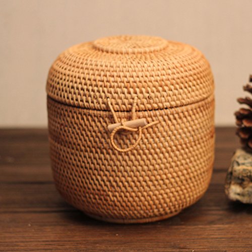 Rattan Weaving Chinese Handmade Tea Storage Box Basket Tea Cake Container