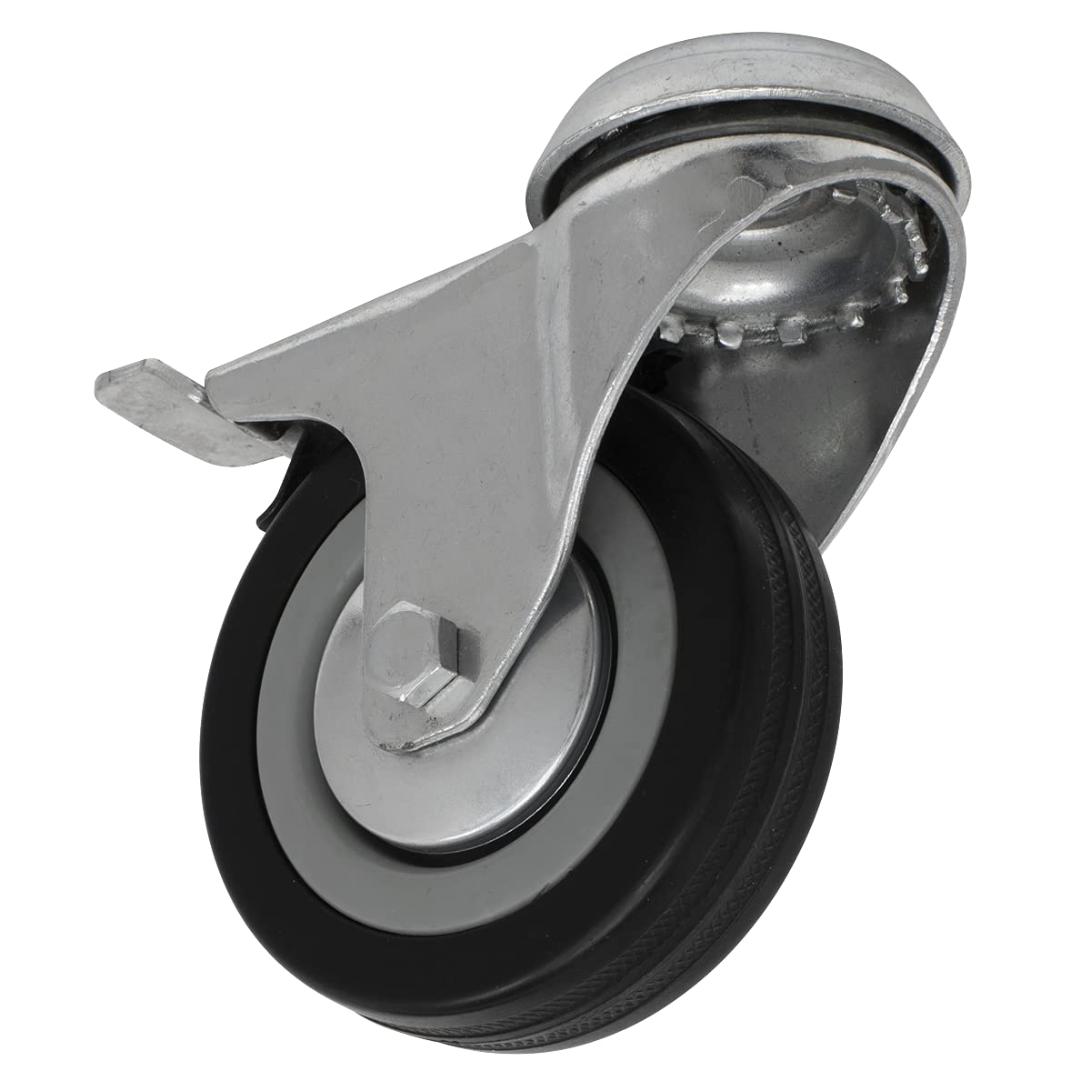Sealey Silver Scw175sbl Ø75mm Castor Wheel Bolt Hole Swivel With Brake