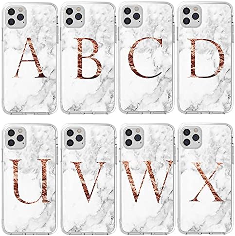 Miniatura 7 de QLTYPRI Funda para iPhone 11, funda de mármol, delgada, suave, flexible, TPU mármol A Z, tu propia letra brillante gel de goma blanca funda