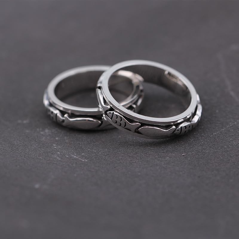 To My Daughter Spinning Fish Ring, Just Keep Swimming Anxiety Relief Fidget Rings Rotatable Mood Statement Gift Jewelry - Image 4