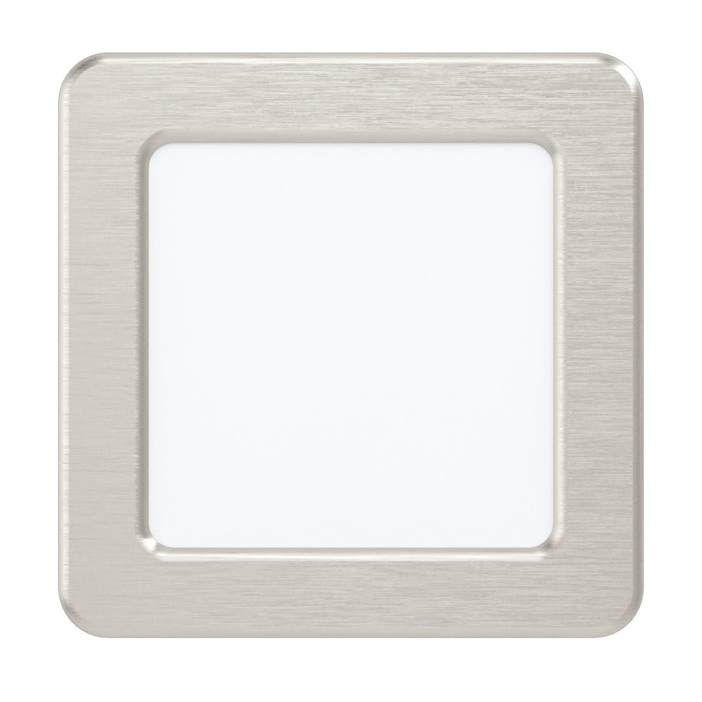 Eglo Nickel-Matt Led Einbaustrahler Fueva 5, L X B 11,7 Cm, Spot Warmweiß | Aus Stahl Und Einer Kunststoff Leuchtfläche, Einbauleuchte In Silber, Weiß, Einbauspot Flach, Geringe Einbautiefe 26 Mm
