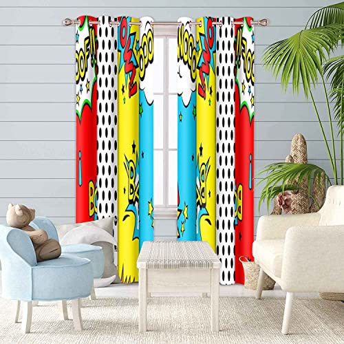 Bsppti Cartoon Comics Print Curtain, Anime Pop Wow Art Room Darkening Thermal Insulated Polyester Fabric, Grommets Window Drapes For Children Bedroom, Living, Dining, 42"X 84", 2 Panels Clxfsp182 #TOP2