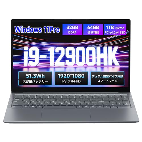 �m�[�g�p�\�R���y����Core i9-12900H 14�R�A20�X���b�h(�ő�5.0GHz) 32GB DDR4(64GB�g���\�j�b1TB ����PCIe3.0 NVMe SSD�z�m�[�g�p�\�R�� 15.6�C���` 51.3Wh��e�ʃo�b�e���[ �X�}�[�g�t�@��+