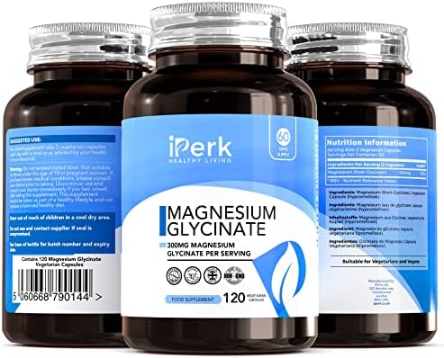 Magnesium Glycinate Capsules Provide 300 mg of Pure Elemental Magnesium Per Serving 120 Vegan Caps | Magnesium Supplement Non GMO, Dairy & Gluten Free
