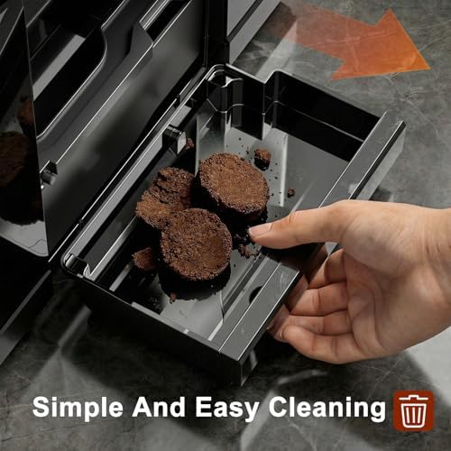 Kndko Fully Automatic Coffee Machine, 20 Bar Automatic Espresso Machine, Coffee Maker with Grinder for 15 Settings, Auto Self-Cleaning, Touch Control for Cappuccino & Latte, Removable Water Tank - 5