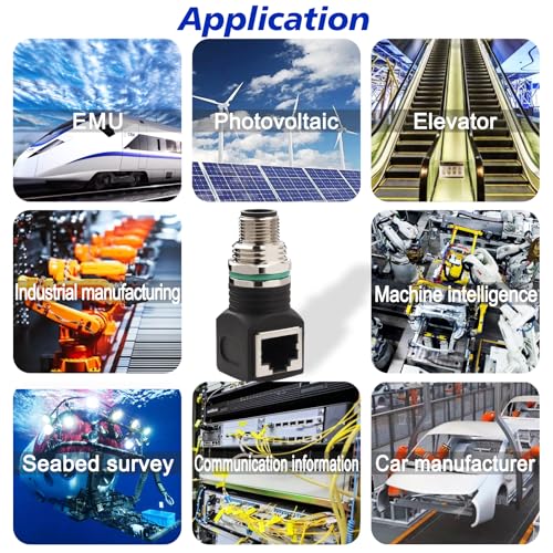 Lonlonty Stecker M12 8 polig auf RJ45 Buchse Adapter, A Code Sensorkabelstecker Gewindesicherung Aviation Stecker Rundsteckverbinder IP68 Wasserdicht Industrieller Rundstecker für den Außenbereich