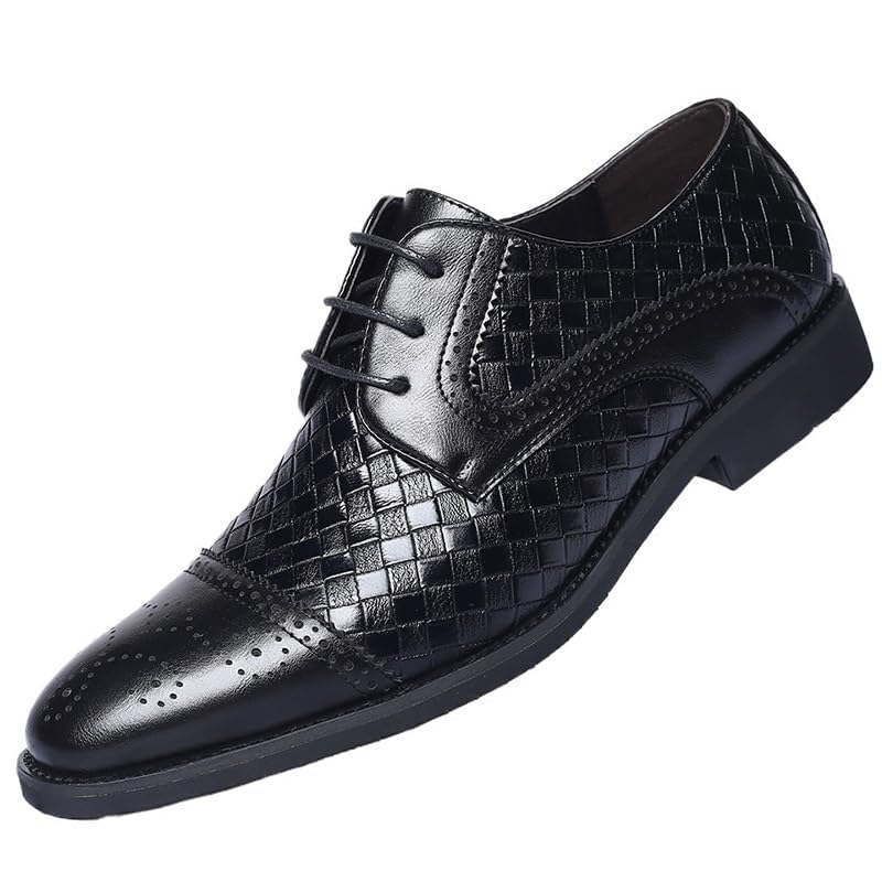 Mens Derby Dress Shoes Classic Casual Formal Business Oxford Shoes for Men Height Increasing Comfortable Non-Slip Soft Sole