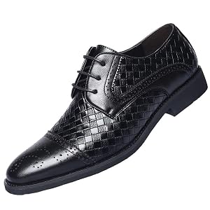 Mens Derby Dress Shoes Classic Casual Formal Business Oxford Shoes for Men Height Increasing Comfortable Non-Slip Soft Sole