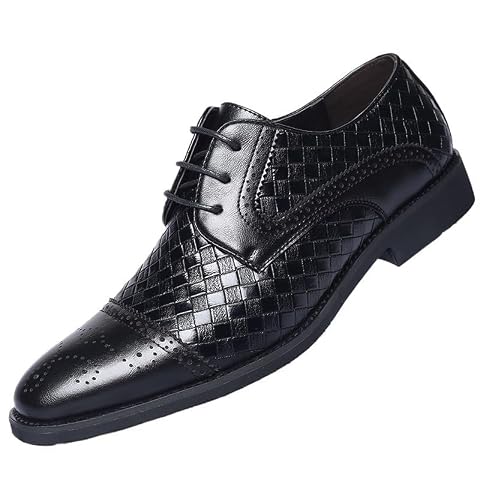 Mens Derby Dress Shoes Classic Casual Formal Business Oxford Shoes for Men Height Increasing Comfortable Non-Slip Soft Sole