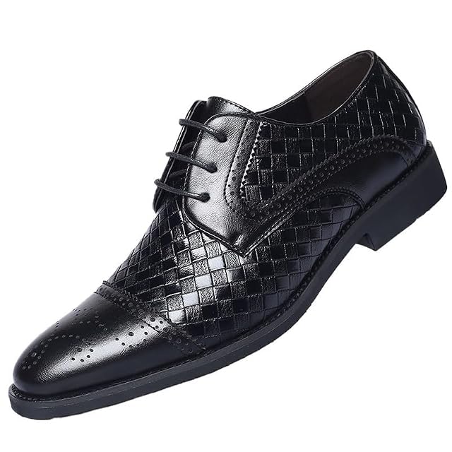 Mens Derby Dress Shoes Classic Casual Formal Business Oxford Shoes for Men Height Increasing Comfortable Non-Slip Soft Sole