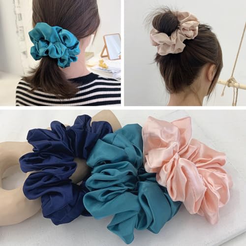 Pack of 2 Women's Elastic Hair Scrunchie Ponytail Holder Hair Band Hair Rubber Bands Hair Rope Braid Elastics Hair Accessories for Women Girls for Daily Wear Orange - Image 2