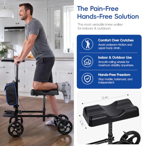 Image of Rolling Knee Scooter for Adults for Foot Surgery with Front Footrest