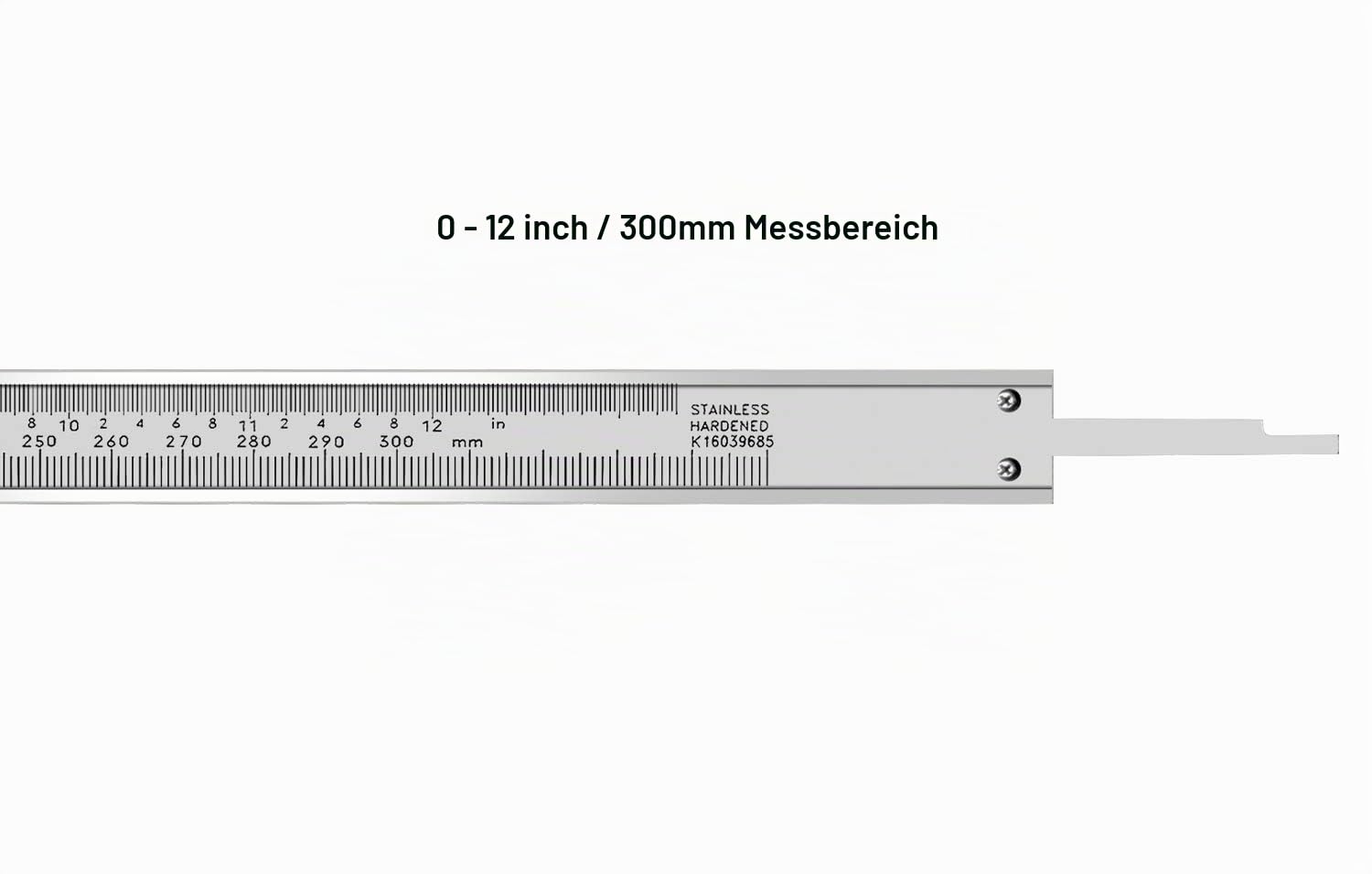 Mikrometer-Messschieber, 300 mm, Präzisionsmesswerkzeug aus Edelstahl (Zoll/metrisch), Tiefenmessung, Innen-/Außen-/Schrittmessung, 0,02 mm