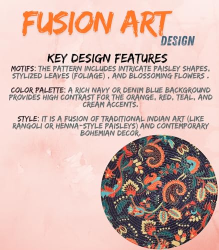 Image of LaVichitra Cotton Table Placemat | Dining Table Mat | Bed Side Table Mat | Cotton Round Shape Placemats | Washable PlaceMat for Shelves & Plant Pots - Pack of 4, Fusion Art