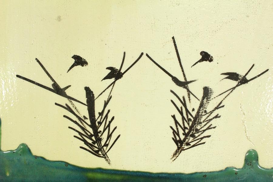 茶道具 赤楽 菊絵 手付 四方鉢 楽印 了入 古美術 DT280 約 高さ9cm