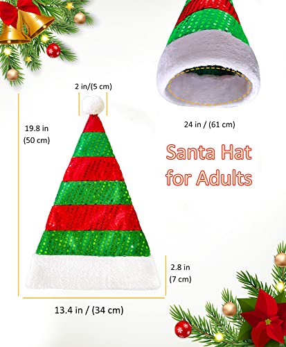 Chicya Santa Hat Adults Unisex Christmas Hat Xmas Holiday Fiesta Party Supplies, Velvet Cozy Santa Hats With Sequin For Christmas New Year #TOP1