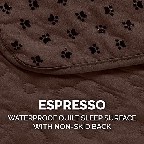 Image of Furhaven Waterproof & Non-Slip Large Sofa /Couch Cover Protector for Dogs, Cats, & Children - Quilted Paw Print Living Room Furniture Cover - Espresso, Large Sofa