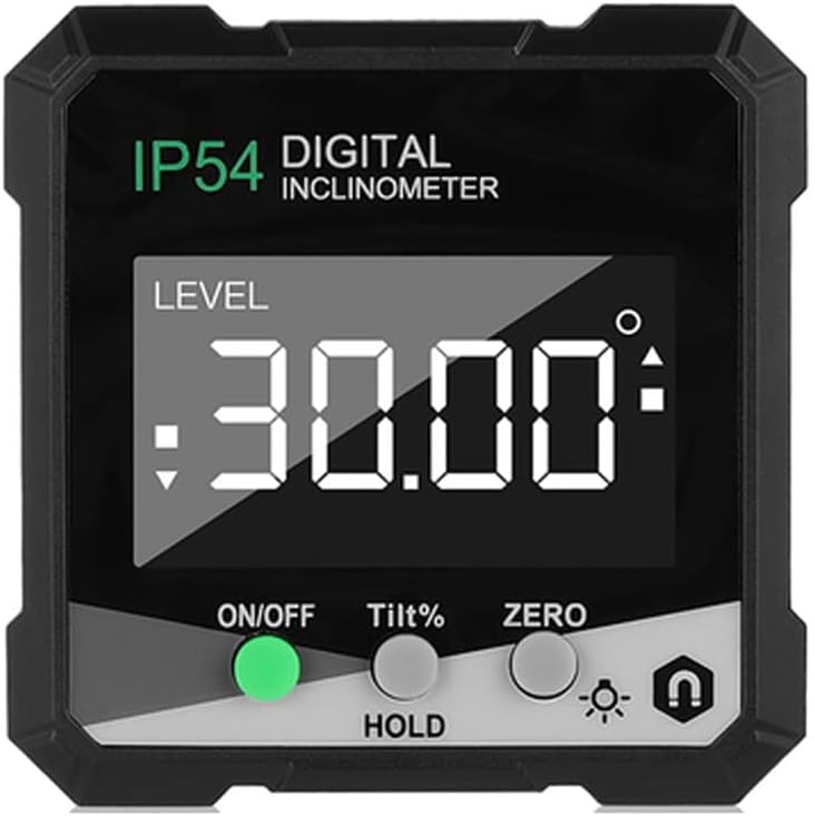 JSEIAJB IP54 4 * 90° Digital Inclinometer Magnetics Electronic Goniometer LCD Backlight Protractor Slope Meter Angle Ruler Single-Side(E)