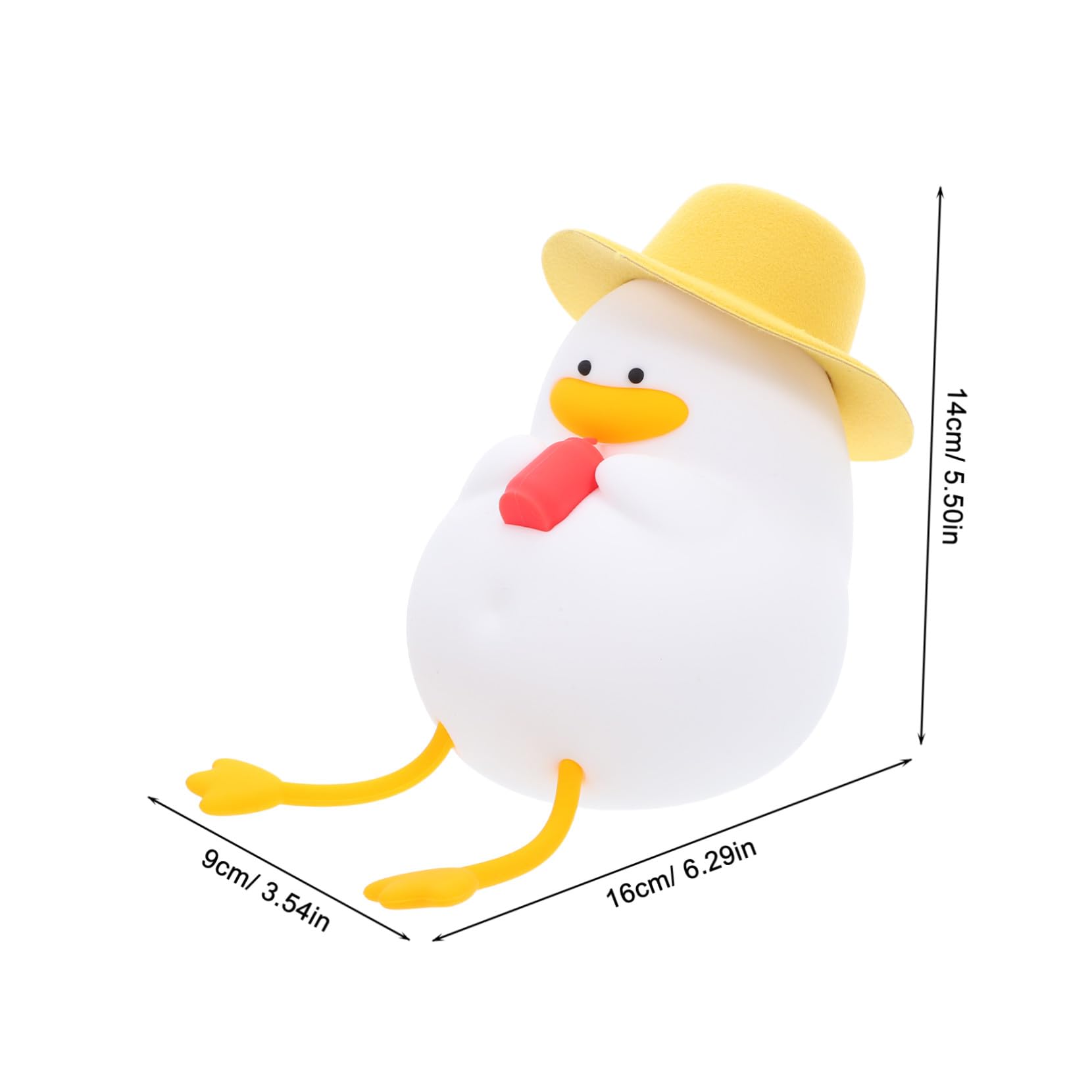 TEHAUX Luz Nocturna de Pato de Silicona Control Táctil, Amarillo | Abs y Pc, Forma de Pato, Estilo Caricatura Adorable, para Cambios de Pañal y Tomas Nocturnas