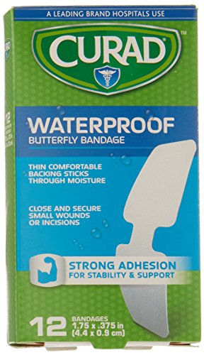 Curad CUR47442RBZ Bandage, Butterfly, Wp, 1 3/4" x 3/8", 1 box of 12