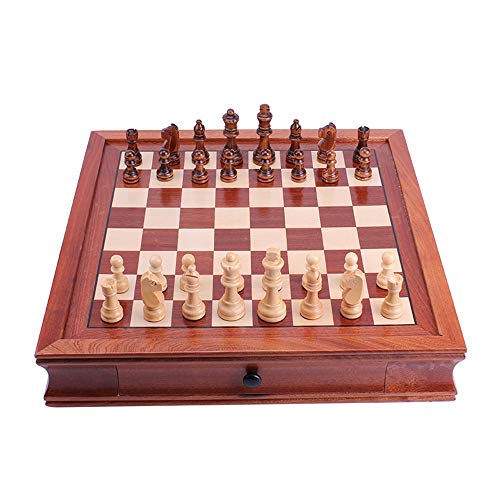 OULATUWB Magnetic Chess Set with Storage Drawers, Tournament Wooden Board Pieces, Adult Board Game (Size : 13.5 inch)