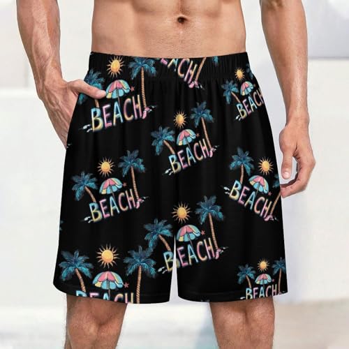 Life Cute Beach Men's Pajama Bottoms Lounge Pj Shorts Stretch Sleep Shorts for Home Vacation Beach2