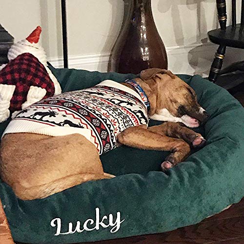 Image of Majestic Pet Personalized Villa Memory Foam Mix Calming Dog Bed - Cozy Soft Round Dog Bed with Spine Support, 40 Inch, Marine