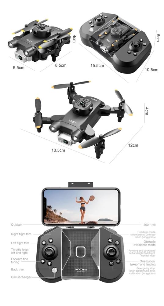 Nero,Single Battery,v30 Mini Drone con Telecamera HD 4k 1080p FPV rc droni Elicottero Professionale a Cinque Lati per Evitare Gli Ostacoli Drone Giocattolo Regalo
