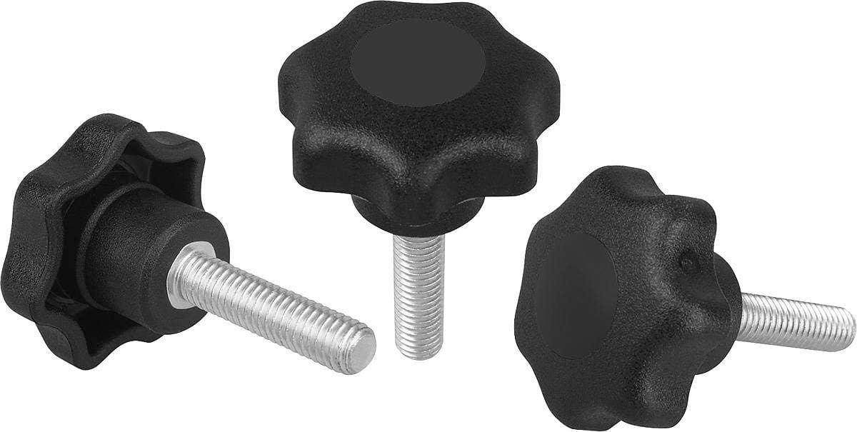 Kipp K0155.4081X50 Star Grip Thermoplastic External Thread M8 x 50 Diameter 40 mm Black Component Steel Pack of 4