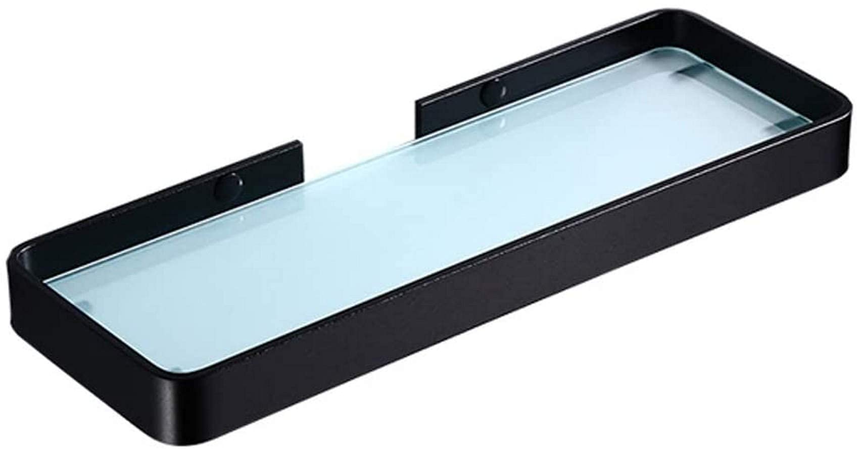 Frosted Glass Bathroom Shelf Aluminum Rectangular Shower Caddy Wall Mount Storage Rack Antirust Basket Classic Thickened Guardrail Organiser