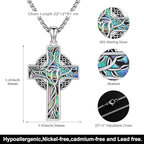 Cross Necklace 925 Sterling Silver Cross Pendant Crucifix Necklace Christian Jewelry Gifts for Men Women2
