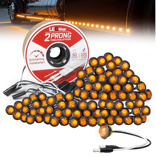 3/4" Amber LED Marker Light (Pack of 100) with 2-prong Harness