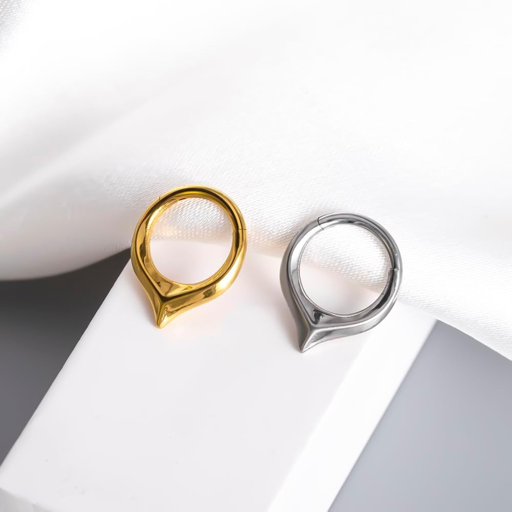 DOEARKO 16G Septum Rings 8mm High Polish Stainless Steel Nose Rings Hypoallergenic Clicker Hoops for Women & Men Fashion Nose Piercing Jewelry